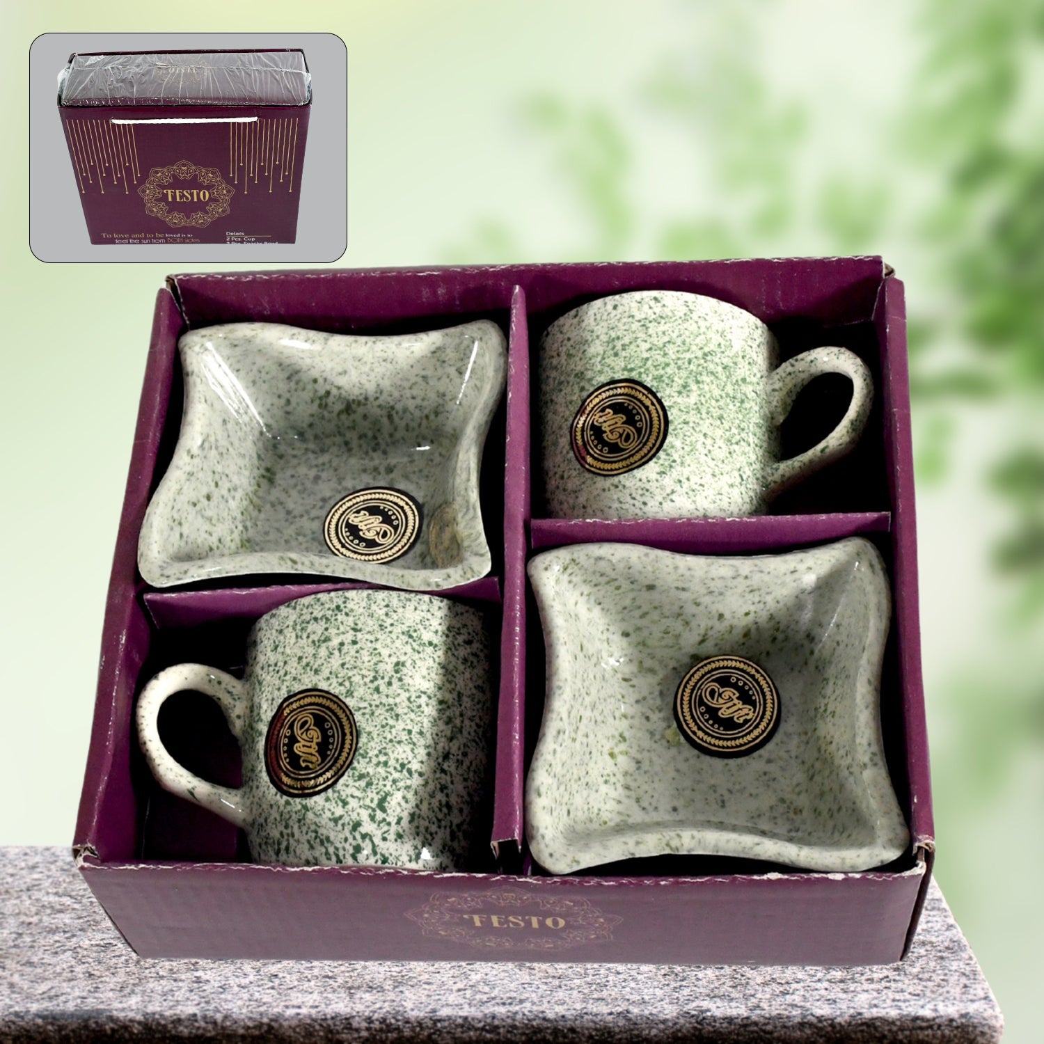 Ceramic Tea / cups / Mug Set Including Snacks / Serving Bowl Milk Cup, Coffee Cup, Tea Cup, Breakfast Cup, Drinking Mug or Outdoor for Household, Gift for Birthday, Wedding Party (4 Pcs set) - Shopmania Wholesale
