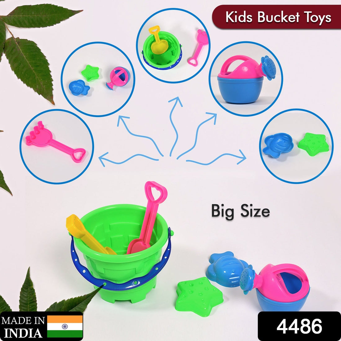 Sandcastle building toy set with bucket and tools