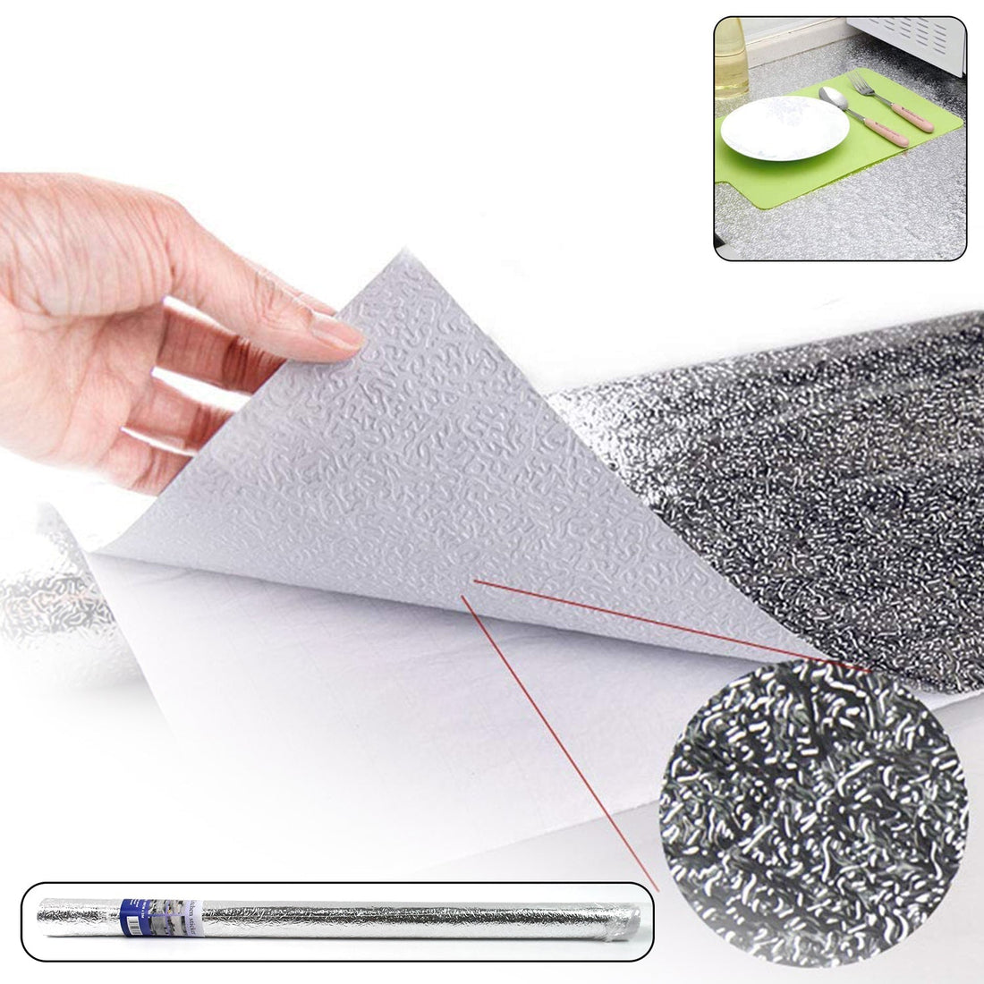 Aluminium foil for Kitchen and Aluminium Foil Paper Sticker Roll for Kitchen Wall, Drawers. (60cmx2Meter) your brand