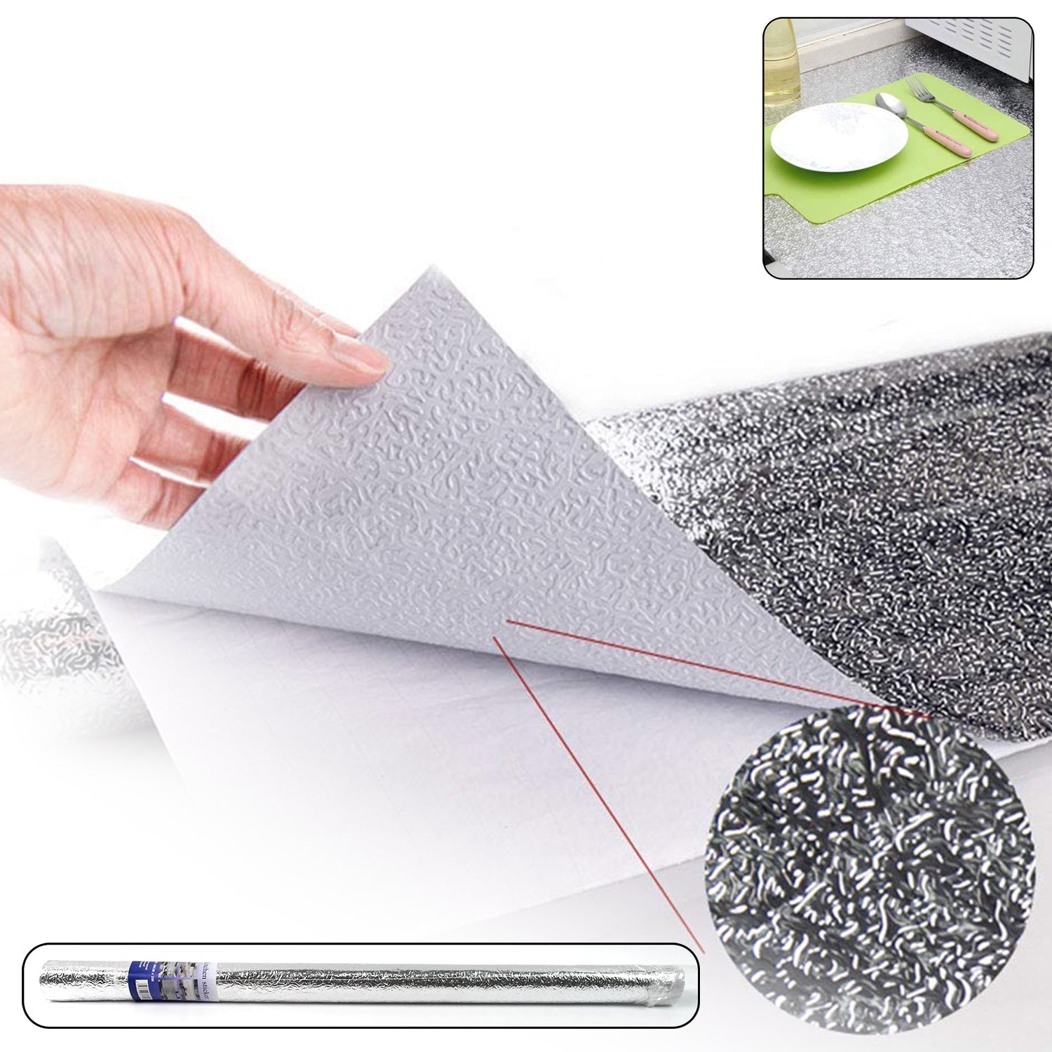 Aluminium foil for Kitchen and Aluminium Foil Paper Sticker Roll for Kitchen Wall, Drawers. (60cmx2Meter) your brand