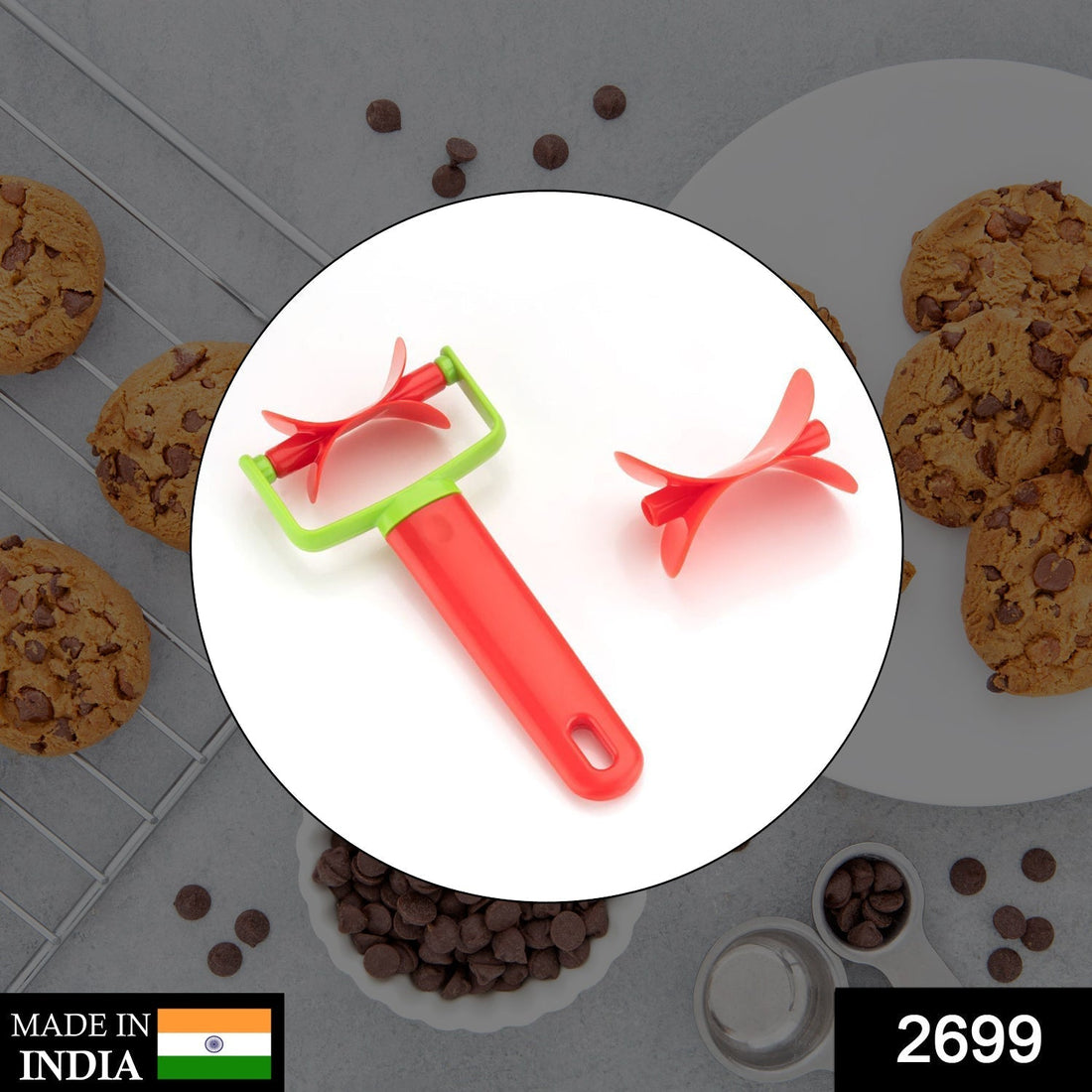 Cookie rolling cutter for shaping dough in household and kitchen baking.