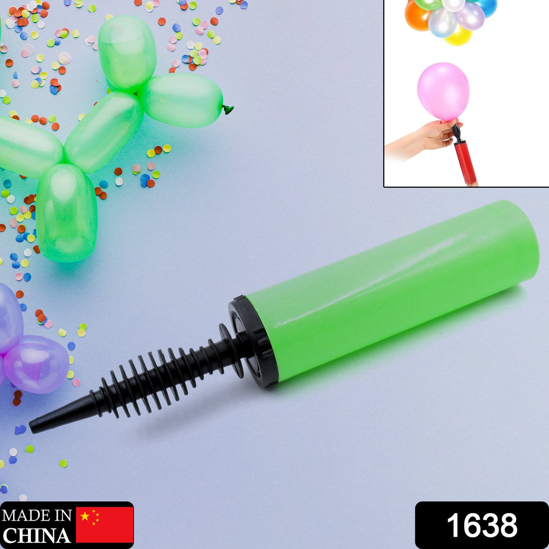 Handy balloon pump for foil balloons and inflatables.