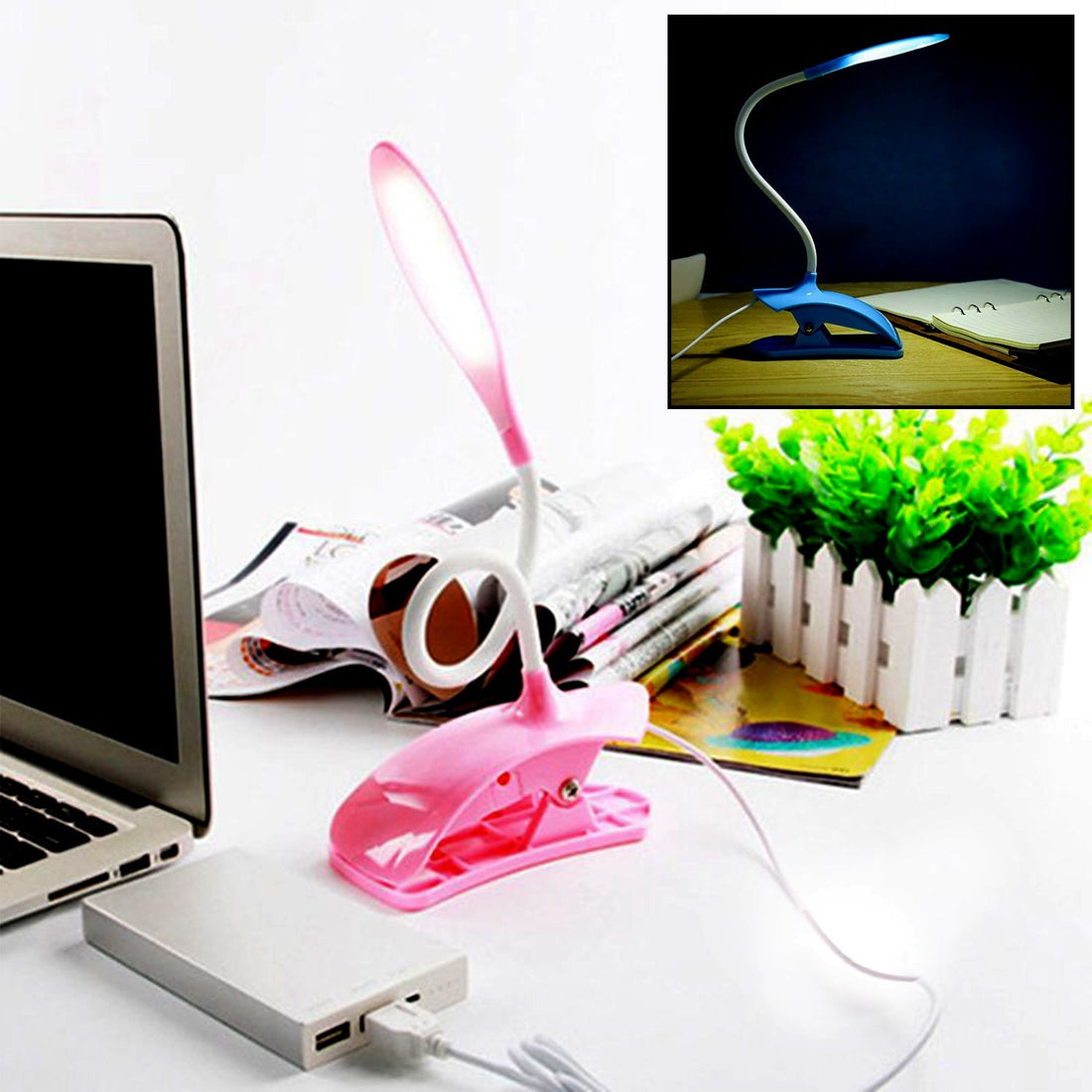 Desk Lamp Adjustable Gooseneck USB Rechargeable 3 modes of Lighting, Reading Lamp for Dorm White, Study Desk lamp Suitable for Girls College Bedroom Reading your brand