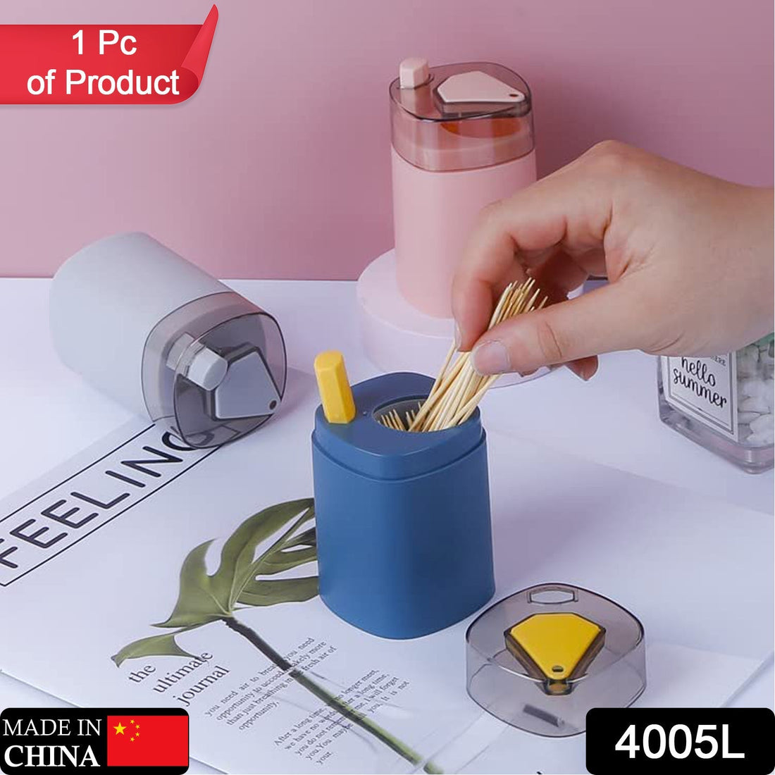 Automatic pop-up toothpick dispenser, thickening container for safe storage.
