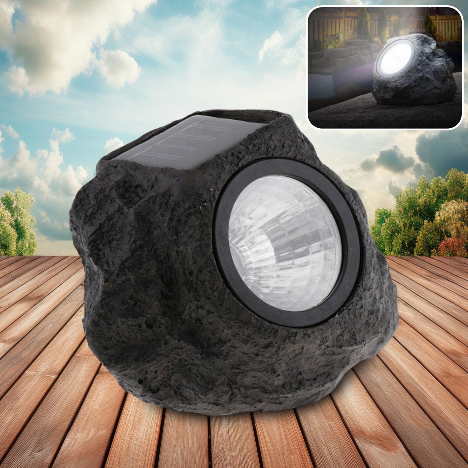 Solar Powered LED Rock Light Solar Powered LED Spotlight Faux Stone for Pathway Landscape Garden Outdoor Patio Yard (1 Pc) - Shopmania Wholesale