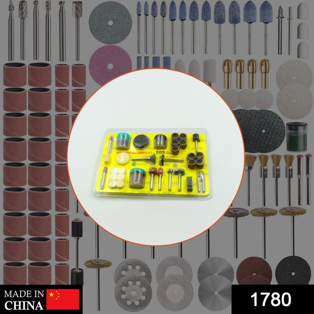Mini drill bit set for rotary tools, includes various accessories.