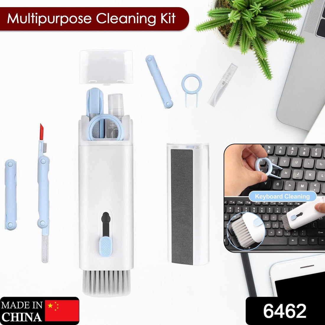 7 in 1 Electronic Cleaner kit, Cleaning Kit for Monitor Keyboard Airpods, Screen Dust Brush Including Soft Sweep, Swipe, Airpod Cleaner Pen, Key Puller and Spray Bottle   02 - Shopmania Wholesale