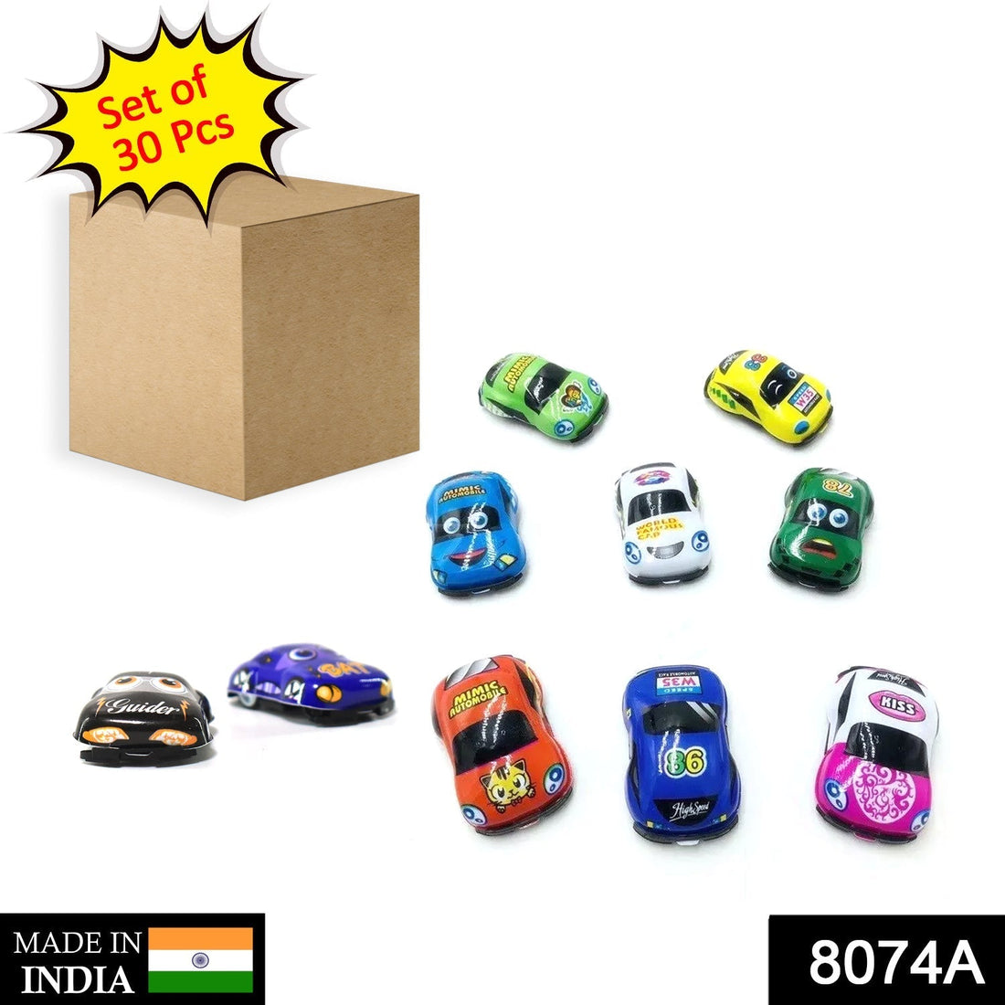 Mini pull back cars in assorted colors, great for kids' playtime.