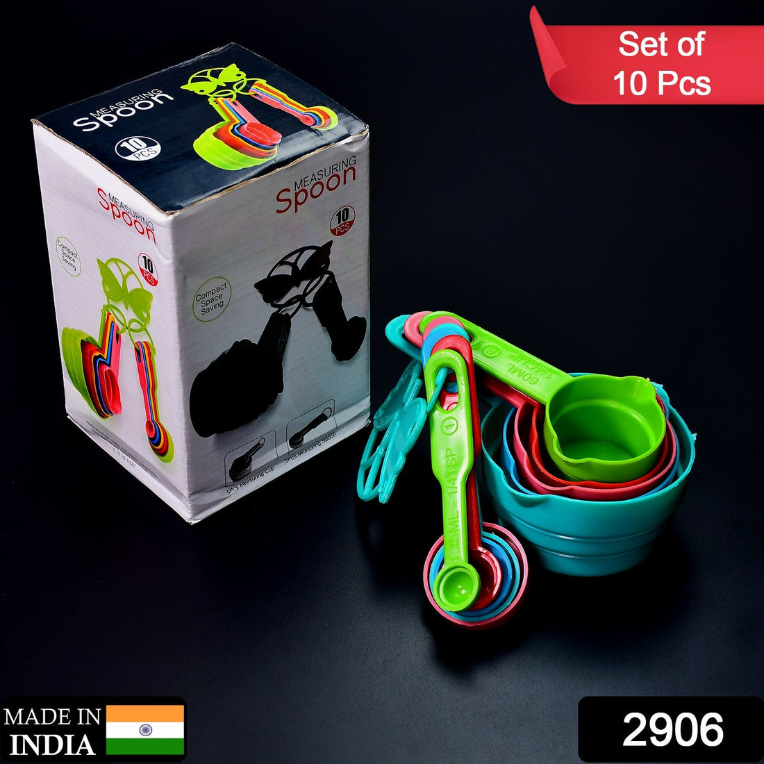 Plastic measuring spoons and cups set for home kitchen cooking