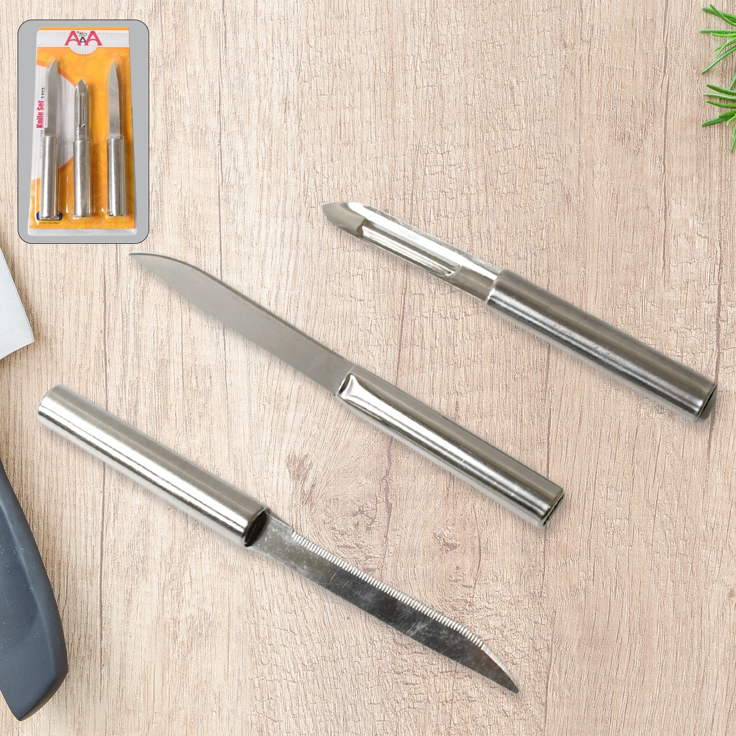 Stainless Steel Multipurpose Sharp Cutting Knife with Non-Slip Handle for Fruit, Meat and Vegetable Chopping (Pack Of 3) - Shopmania Wholesale
