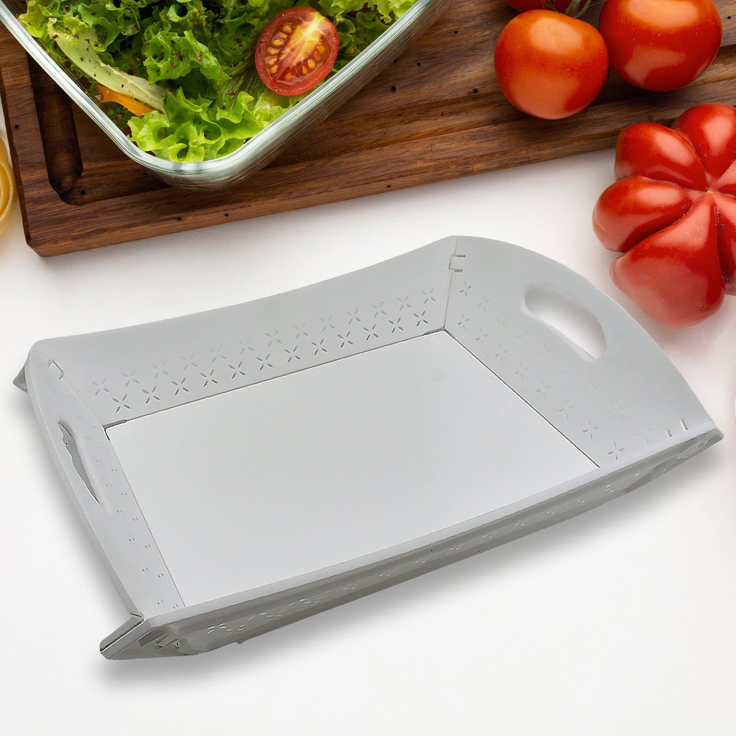 Foldable Serving Tray Plastic Serving Tray With Handle Serving Tray For Food, Kitchen, Outdoors, Restaurants (1 Pc) - Shopmania Wholesale