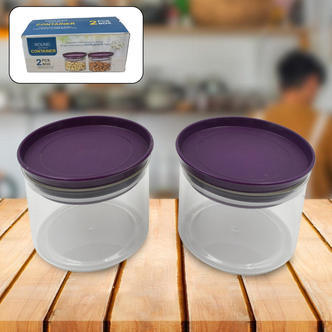 Air Tight & Unbreakable Kitchen Jar Set Food Storage Containers for Dry Fruits, Spices, Snacks, Pulses (2 Pcs Set) your brand