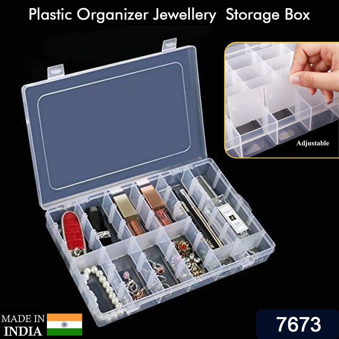 Clear plastic organizer box