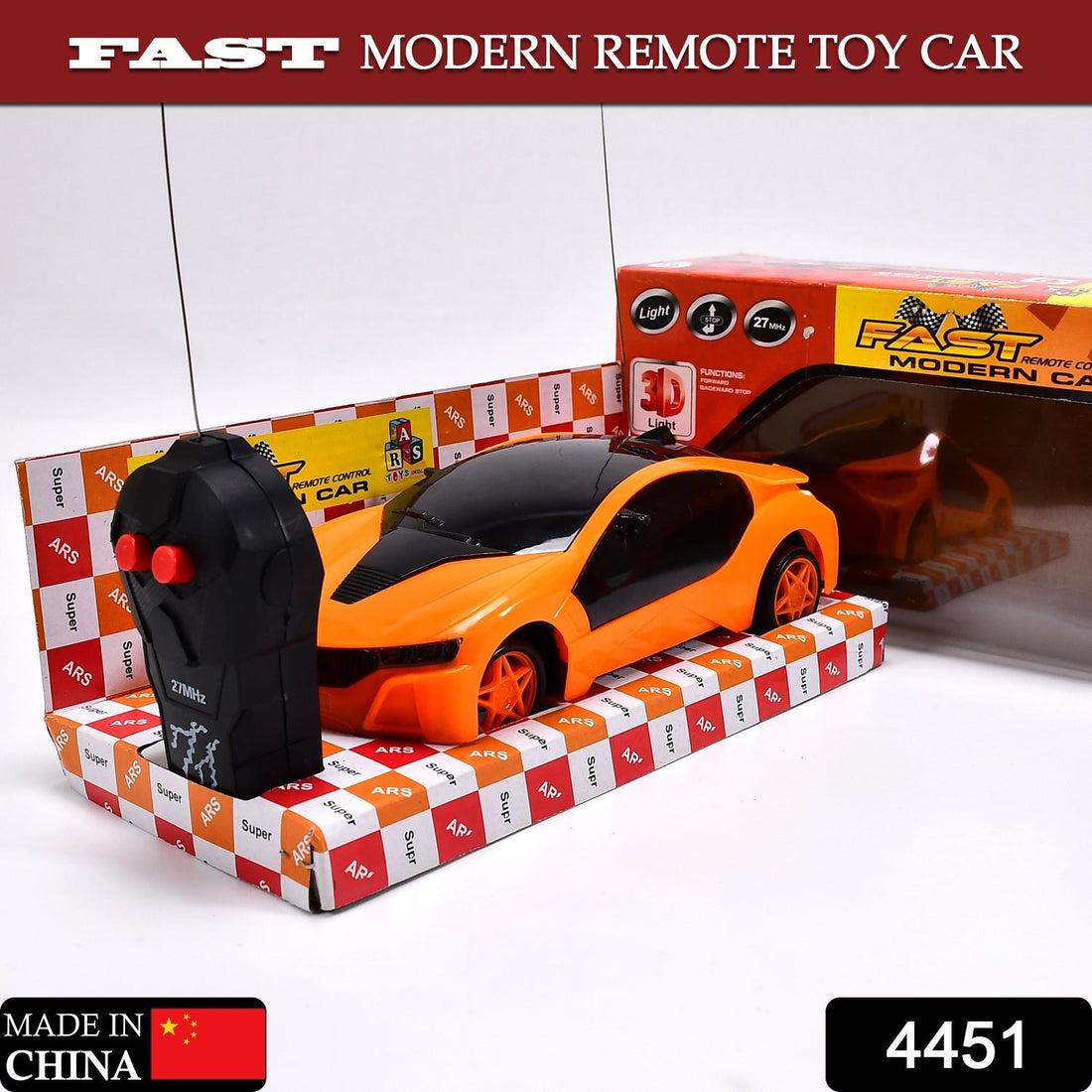 Modern racing car with remote control and 3D lights