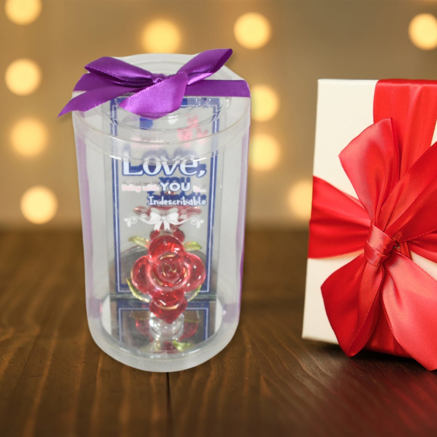 Lovely Rose Gift Showpiece, Love showpiece Valentine's Day Gift, Cute Anniversary, Wedding, Birthday, Boyfriend, Husband Romantic Unique Gift Set, Home Decoration Gift Set (1 Pc) your brand