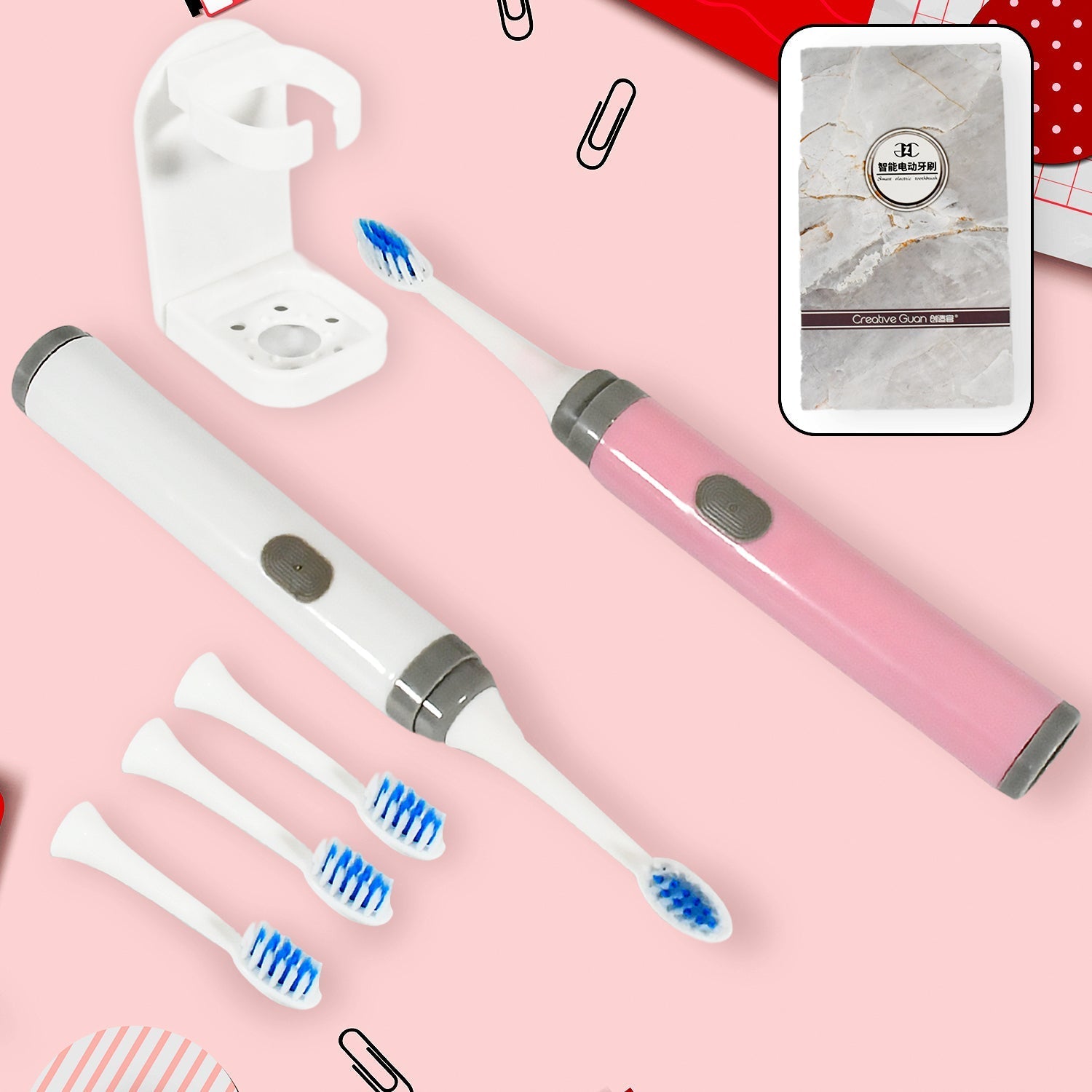 Adult Waterproof Electric Toothbrush Strong Sonic Charging with 4 Toothbrush Head and a toothbrush holder your brand