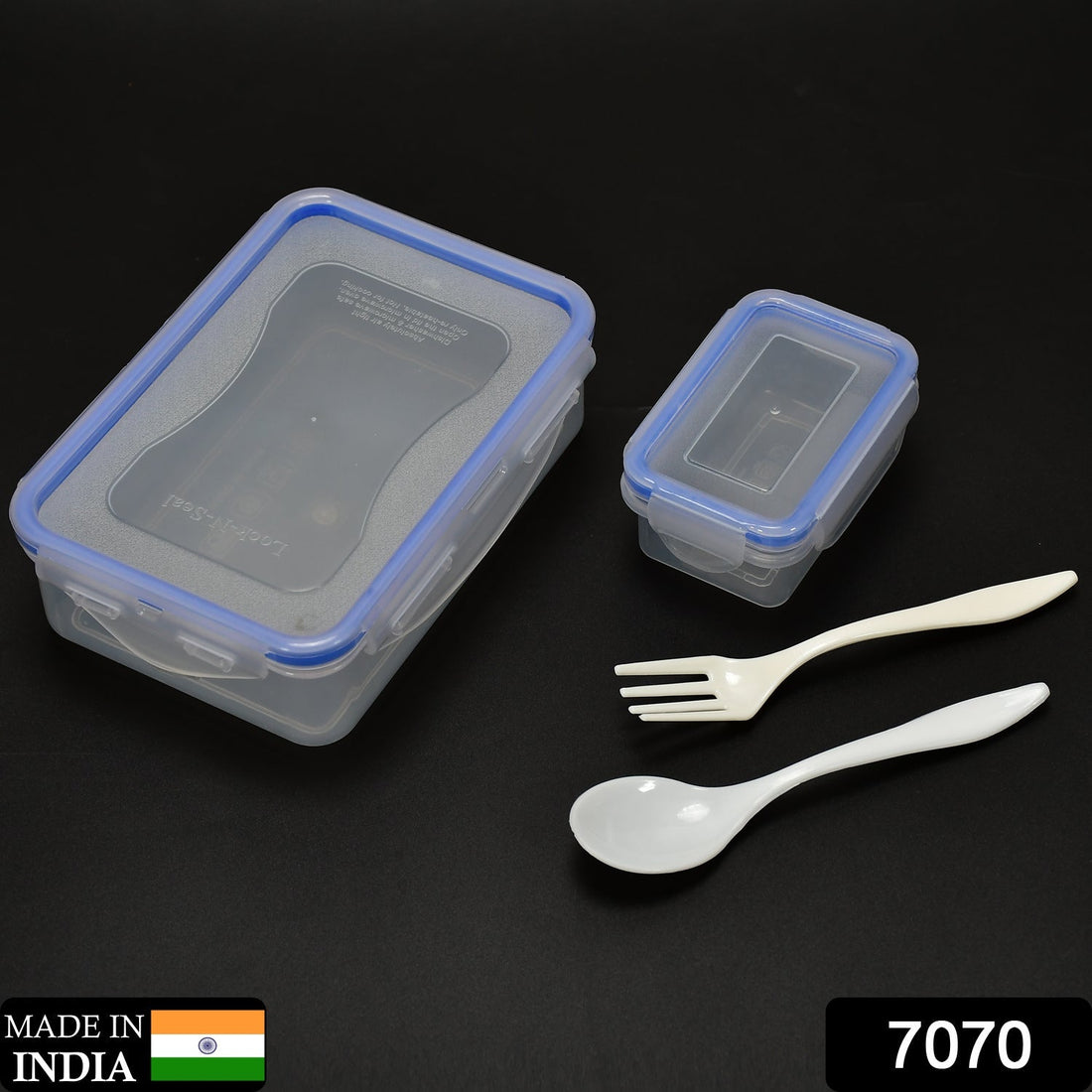 Air-tight lunch box with 4 side locks and small square container