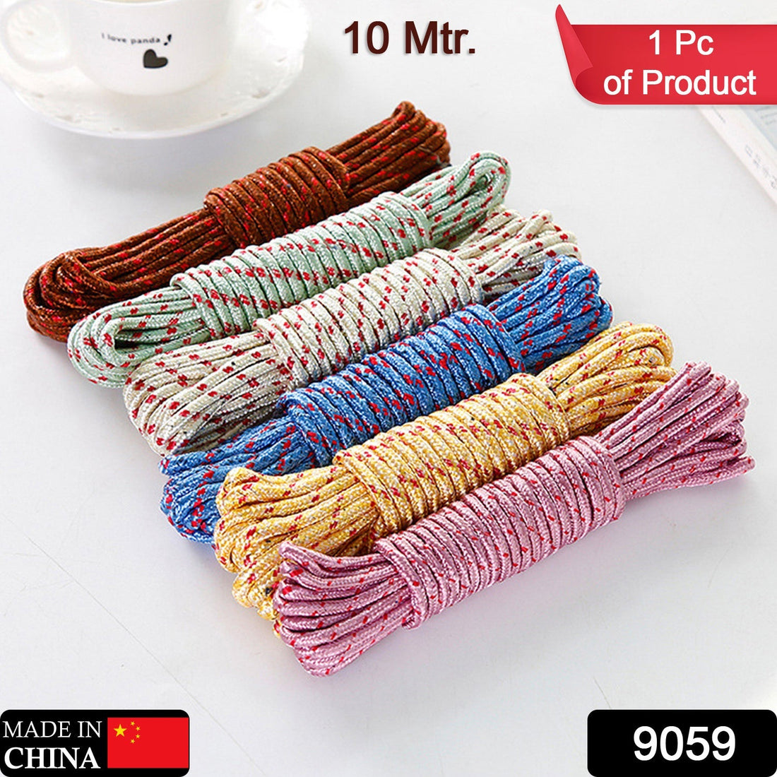 Heavy duty clothesline rope, 10 meters, for drying clothes