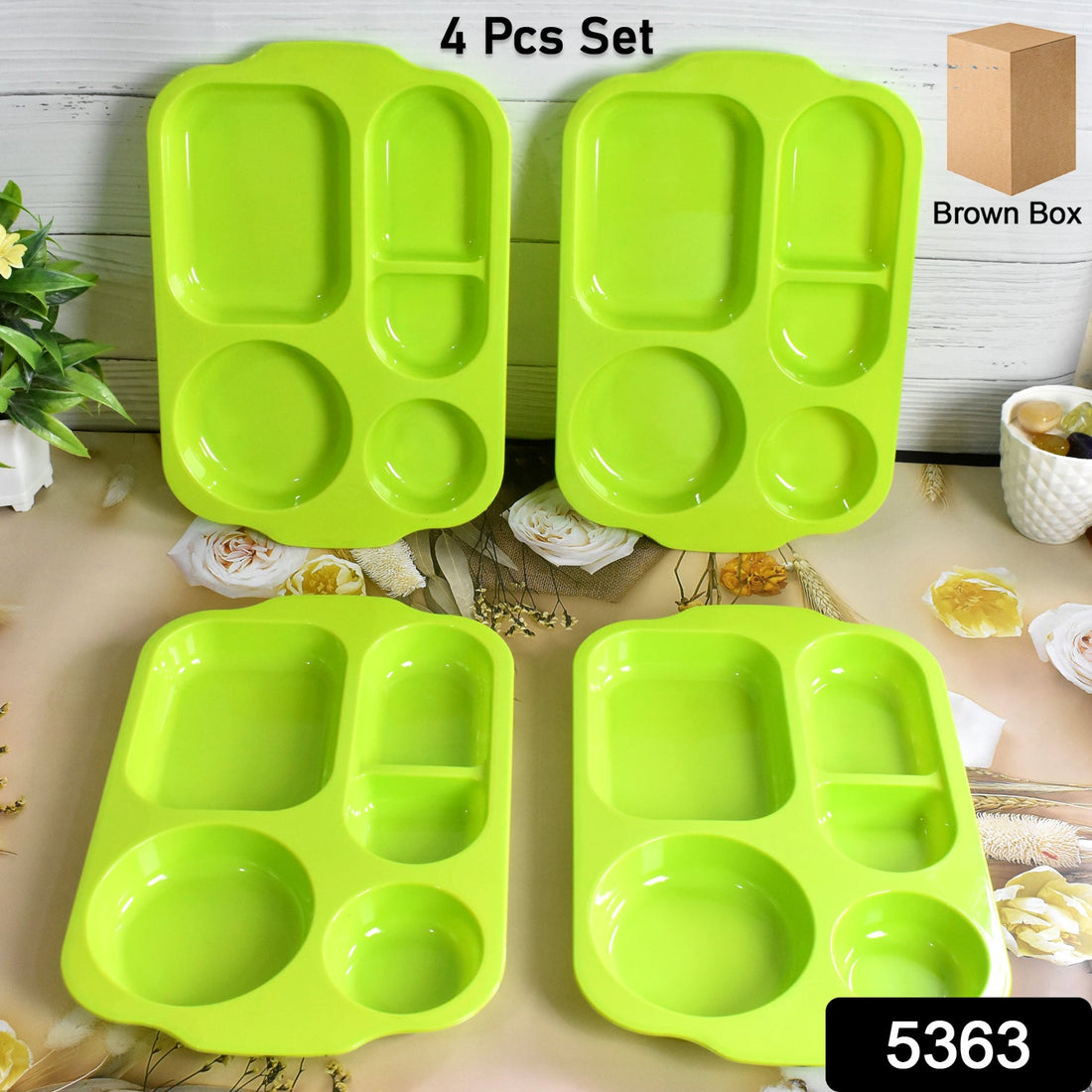 Unbreakable Plastic Food Plates / Biodegradable 5 Compartment Square Plate for Food - Shopmania Wholesale