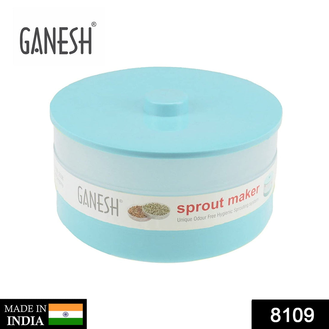 Ganesh sprout maker bean bowl, 1800 ml, shown from multiple angles.