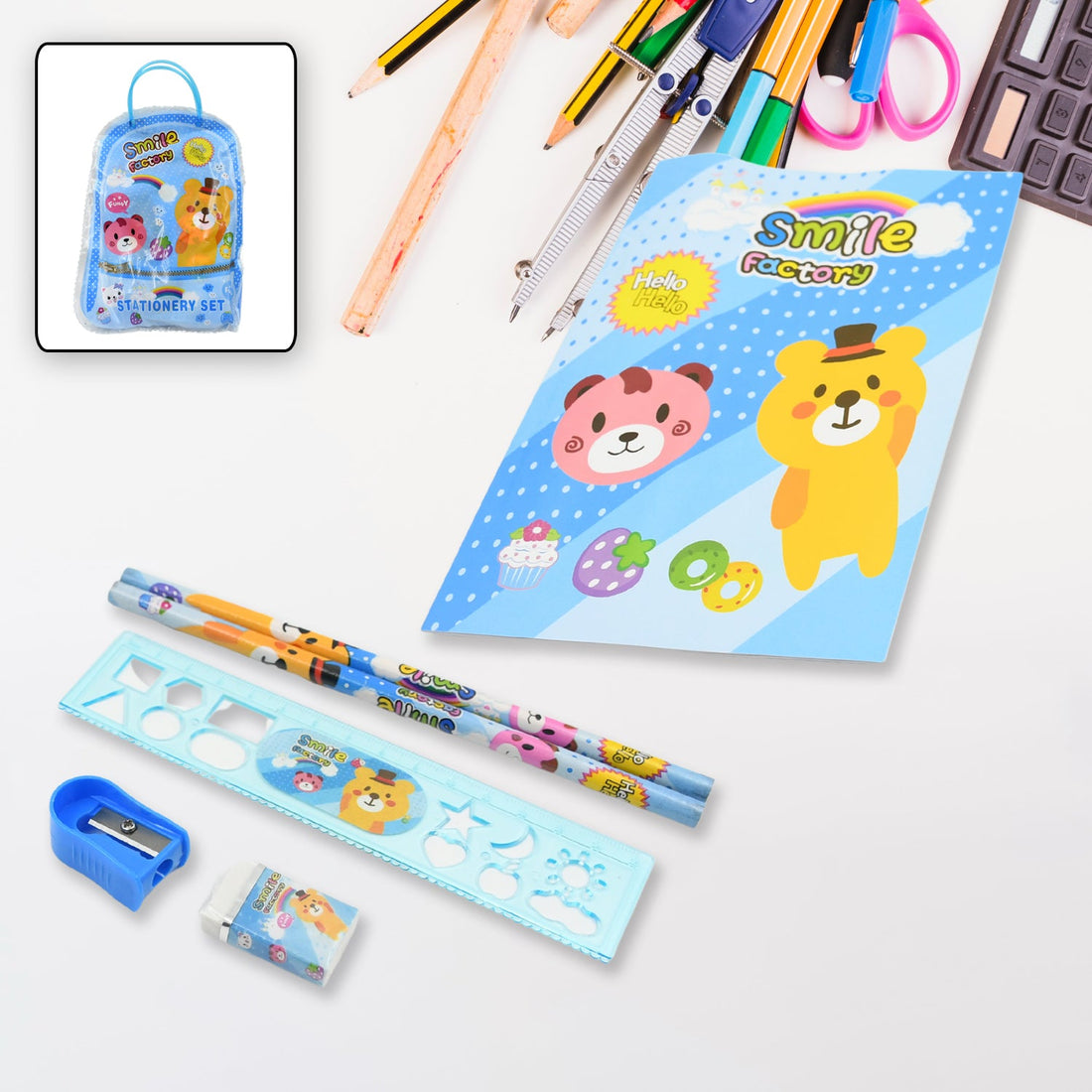 Stationery Kit for Kids - Stationery Set, Includes Wooden Pencil, Sharpener, Pencil and Eraser Set, Birthday Return Gift for Kids, Boys, Girls, 2 Pencil, 1 Scale, 1 Notebook,1 Sharpener, 1 Eraser & With Zip Bag (6 Pcs Set) - Shopmania Wholesale