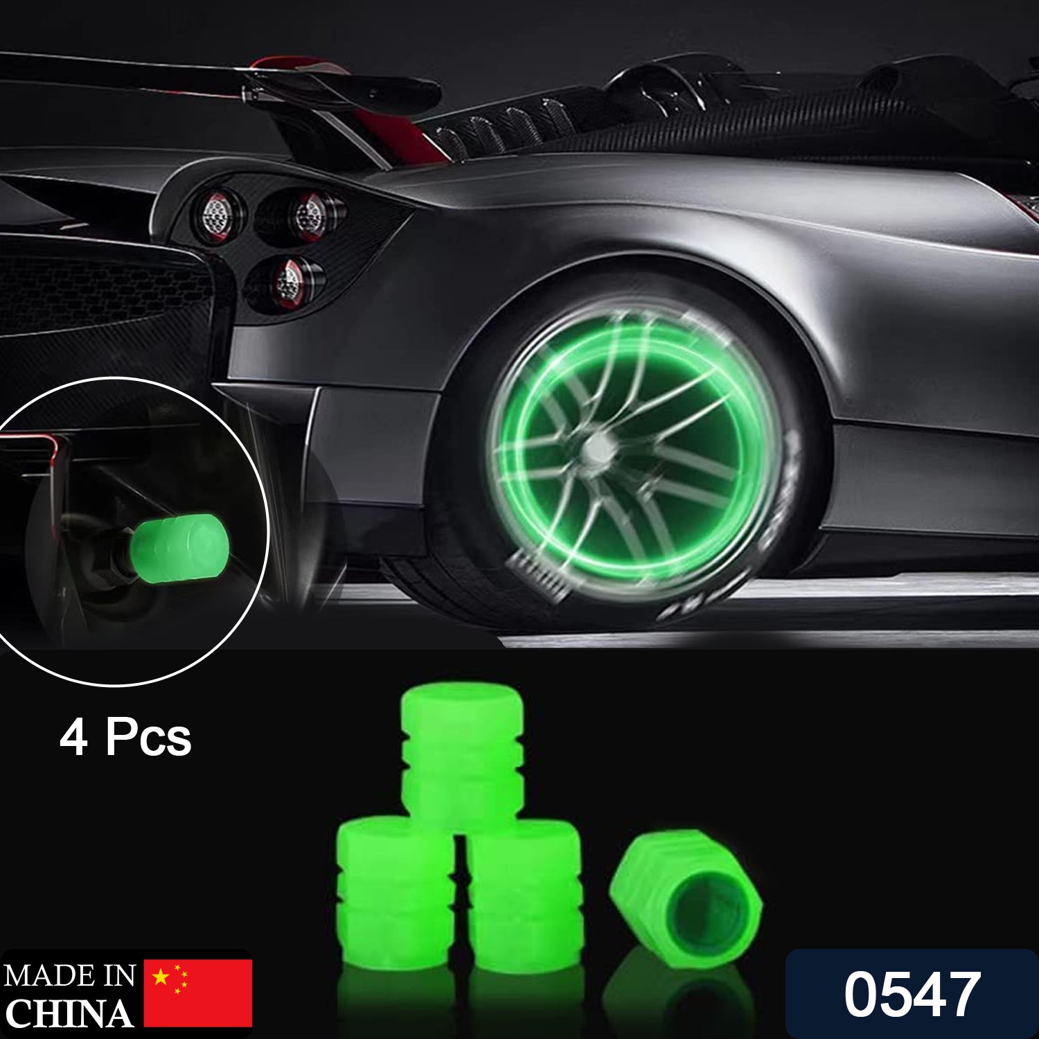 Tyre Valve Caps Luminous Glow Car Tire Air Stem Valve Cap Covers vaal cap ( 4 Pcs Mix Colour) - Shopmania Wholesale