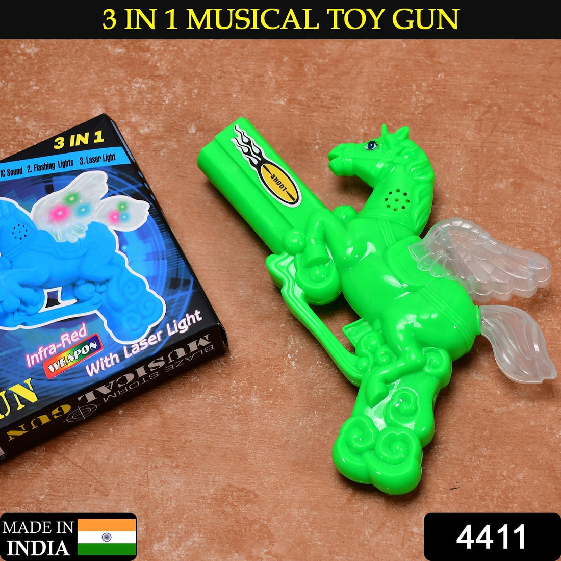 Laser light effect toy gun for kids, bright colors