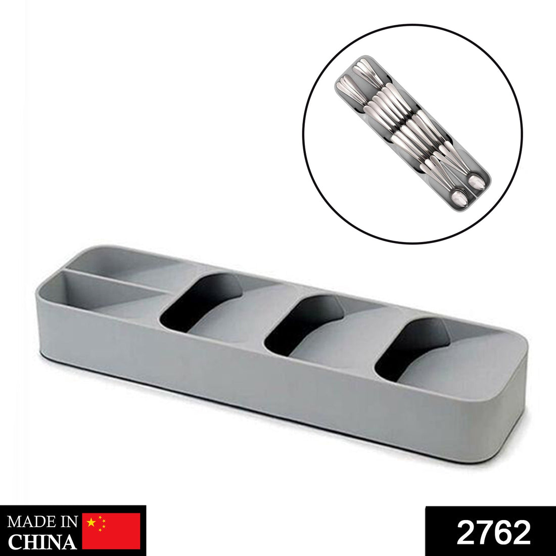 Cutlery tray box with compartments for organizing utensils and cutlery