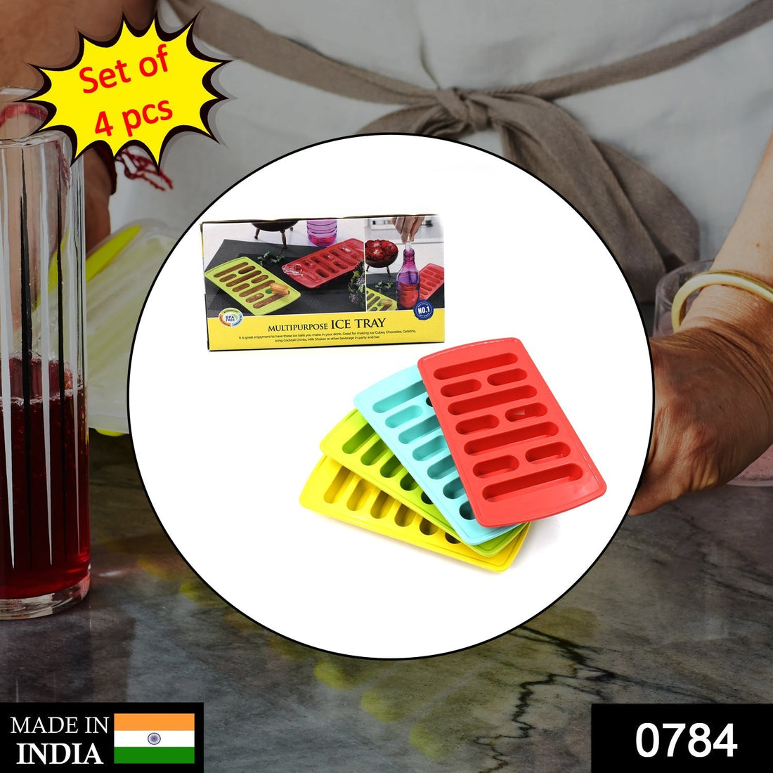 4 Pc Fancy Ice Tray used widely in all kinds of household places while making ices and all purposes. your brand