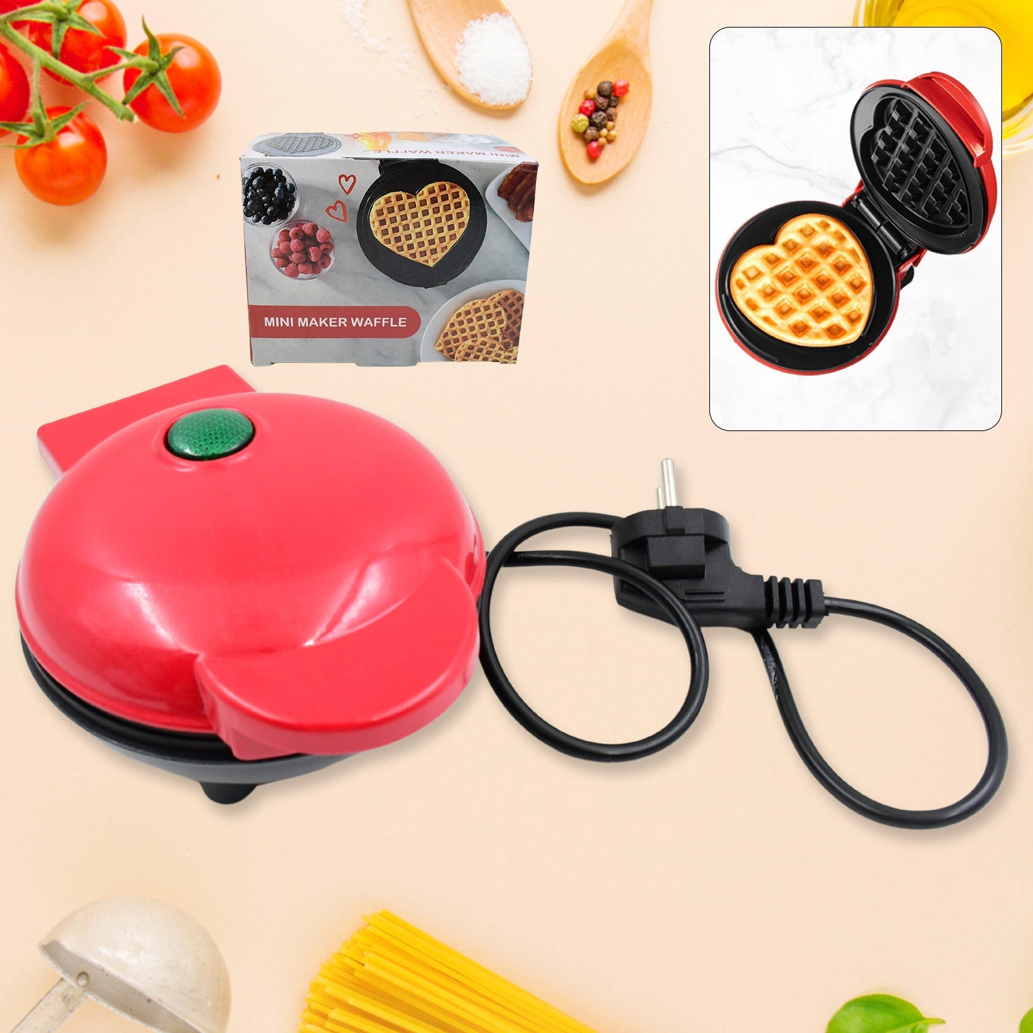 Mini Waffle Maker Machine Waffle Iron Home Appliances Kitchen Gift Easy To Clean, On-Stick Surfaces, Perfect Breakfast, Dessert, Sandwich, Pan Cakes, Paninis / Other Snacks Machine - Shopmania Wholesale