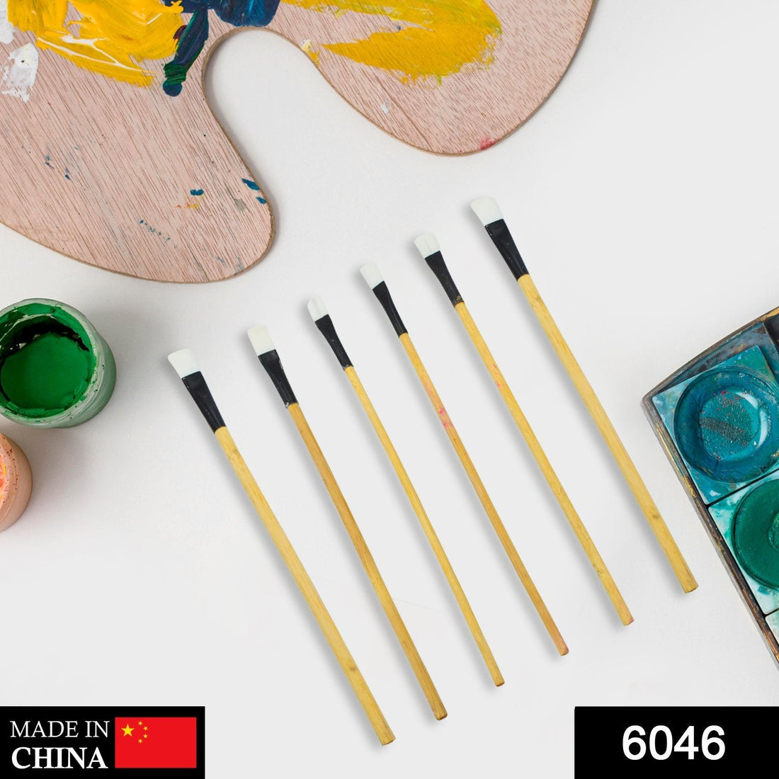 Set of 6 art brushes, essential for painting.