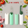 2 in 1 Knife, Multifunctional peeler Two in one fruit knife, fruit and vegetable cutting knife+sawtooth peeler, apple, carrot, potato, fruit slice antiskid - Shopmania Wholesale
