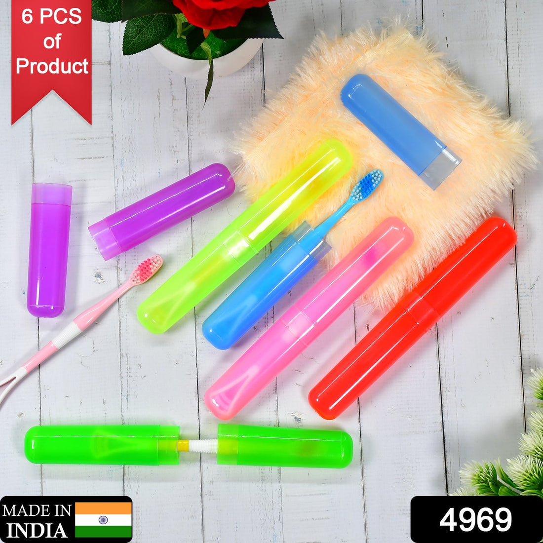 6-piece plastic toothbrush covers, anti-bacterial design