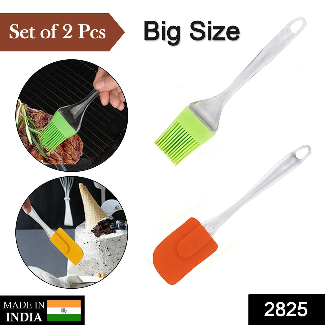 Combo set of large brush and spatula for baking and cooking
