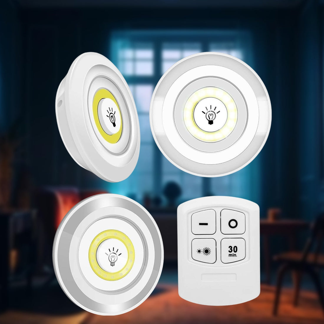LED Light Under Closet Battery Powered Closet Wall Lamp with Remote Control Bedroom Kitchen Set of 3 LED Lights And 1 Remote Control (Battery Not Included) - Shopmania Wholesale