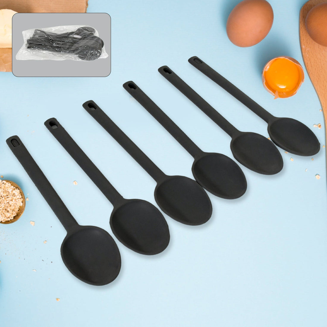 Multipurpose Silicone Spoon, Silicone Basting Spoon Non-Stick Kitchen Utensils Household Heat-Resistant Non Stick Spoons Kitchen Cookware Items For Cooking and Baking (6 Pcs Set) - Shopmania Wholesale