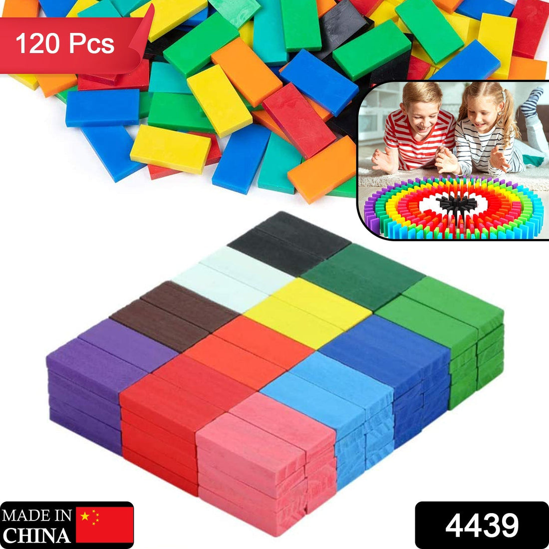 Multicolor wooden domino blocks set