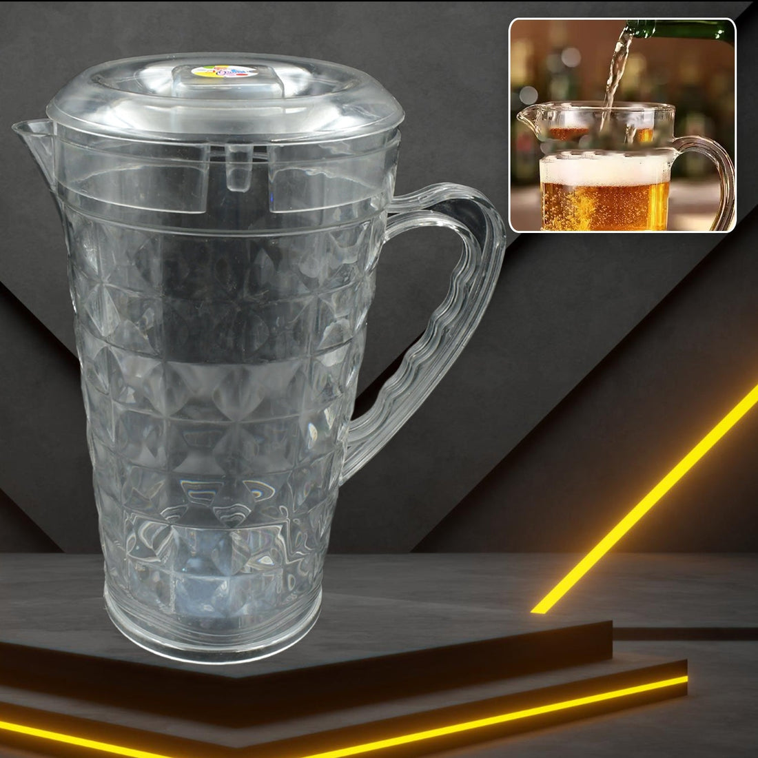 Mocktail Pet Jug  Plastic Jug With lid, Drinking Beverage Jag, Transparent Tableware  Reusable BPA Free, Plastic Water jug for Home use, Perfect for Home, Restaurants your brand
