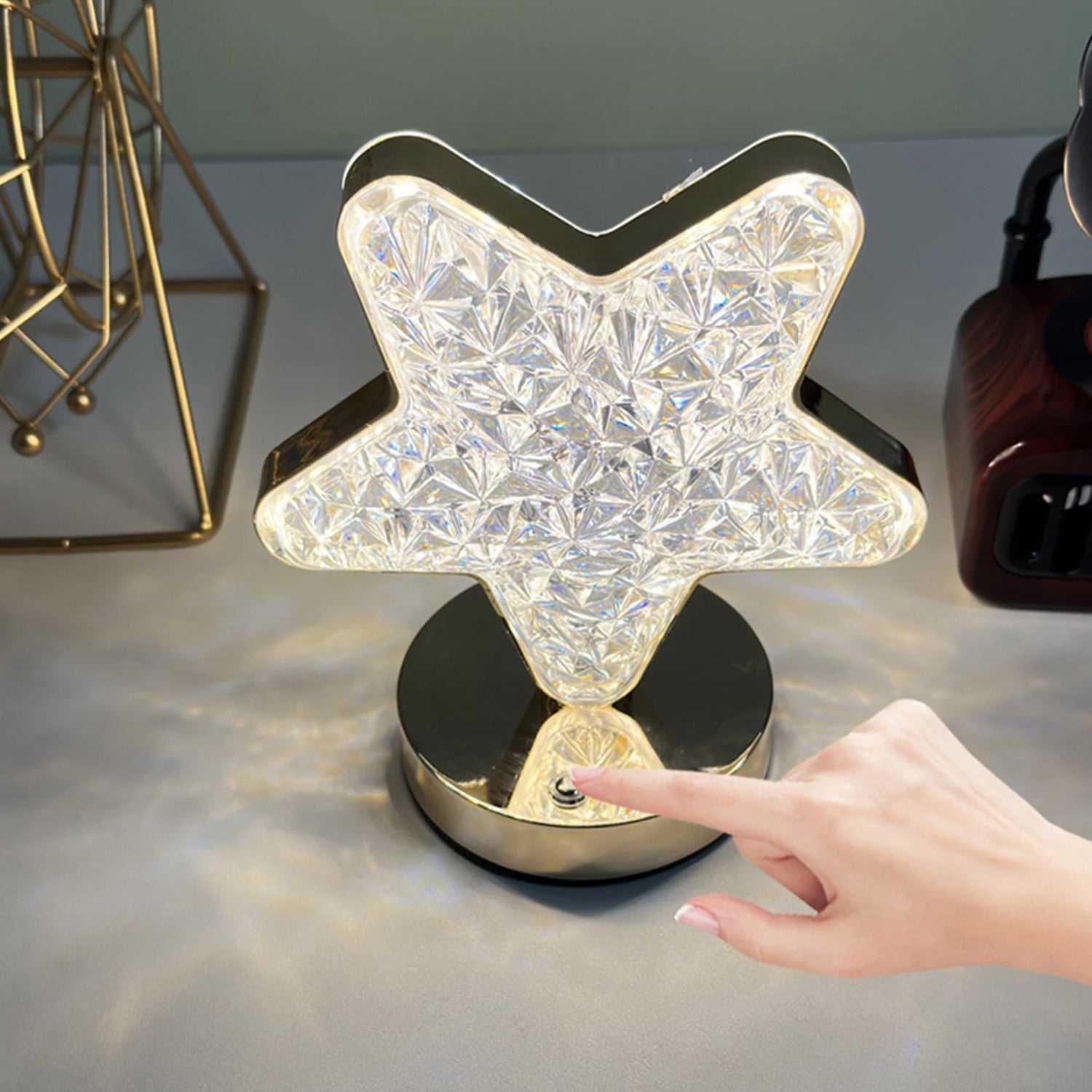 Star Shape Crystal Diamond Lamp Cordless Luxury Lamp with USB Rechargeable, 3-Way Dimmable & Touch Control Decorative Nightstand Lamp for Bedroom, Living Room, Party, Restaurant Decor (1 Pc ) - Shopmania Wholesale