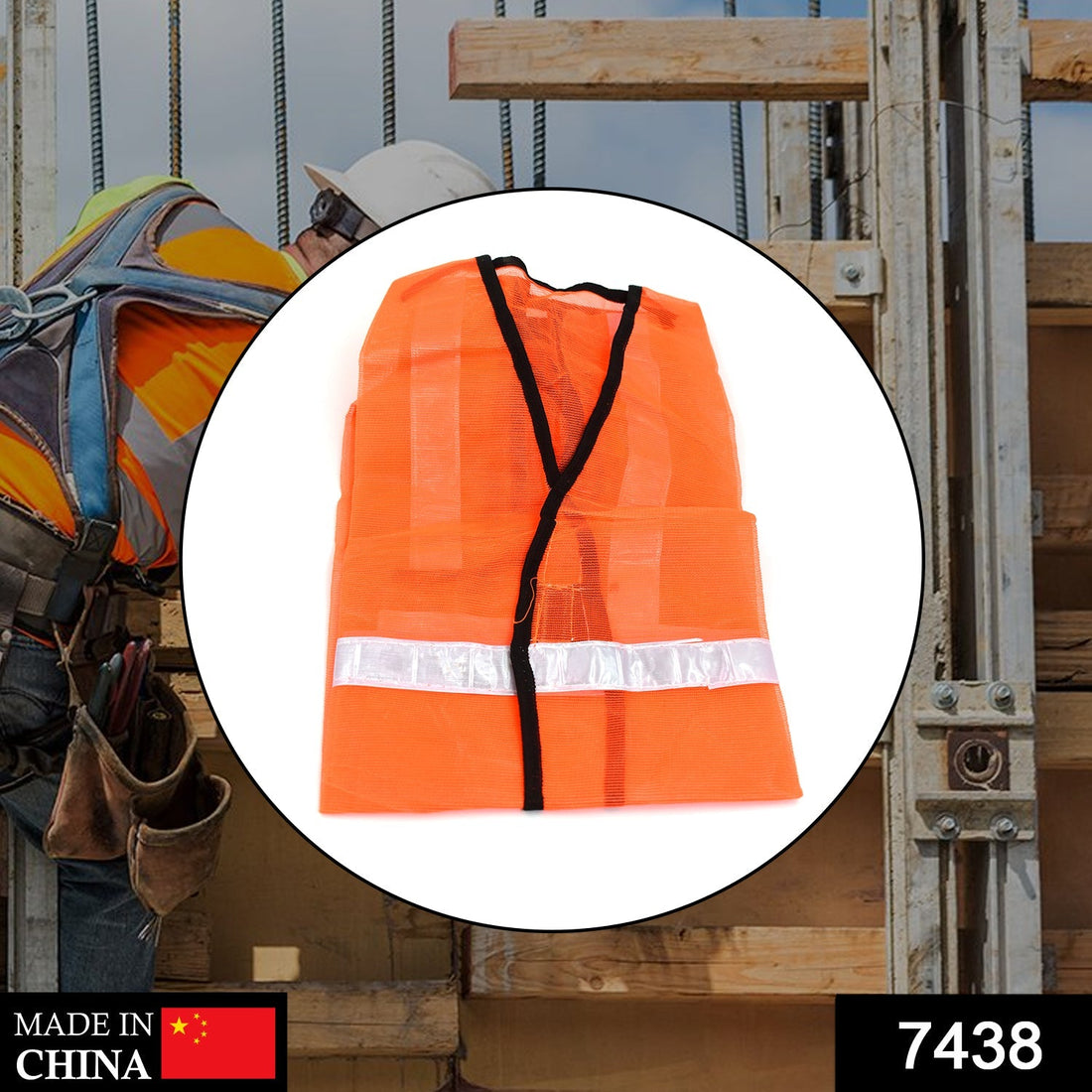 Orange safety jacket for construction site visibility