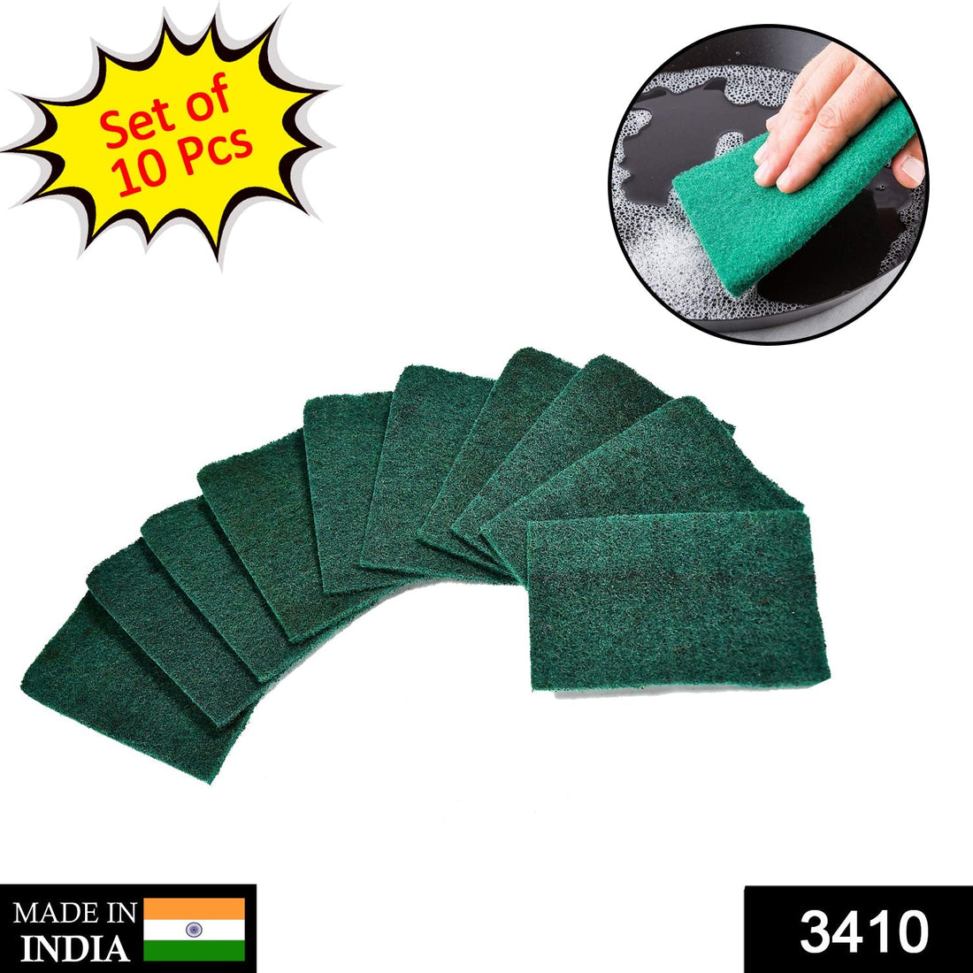 Aqua green scrub sponge cleaning pads, set of 10.