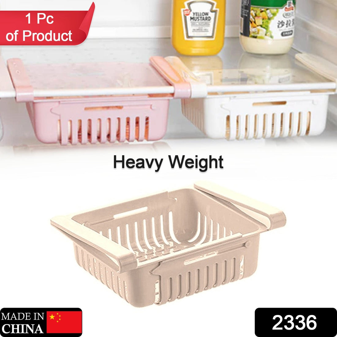 Adjustable fridge storage basket, expandable design