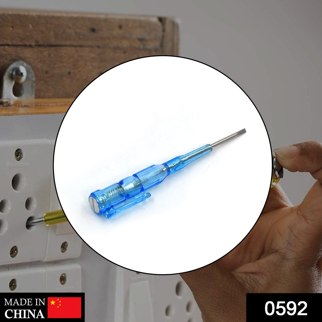Metal linemen tester screwdriver for electrical work.