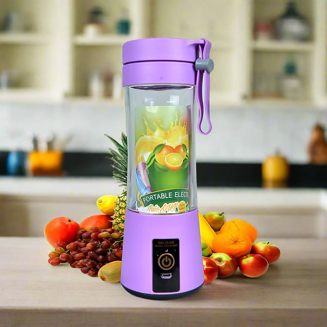Portable Electric USB Juice Maker Juicer Bottle Blender, Grinder Mixer, 4 Blades Rechargeable Bottle (380 ML / Mix Color) - Shopmania Wholesale