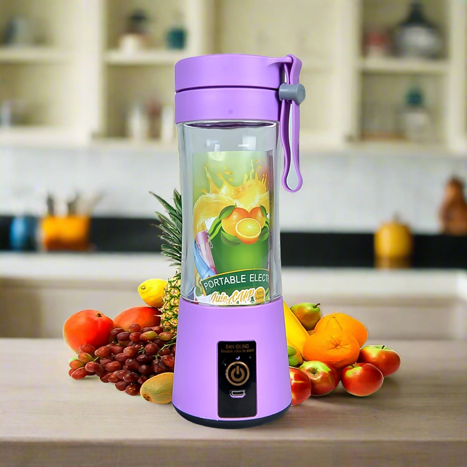 Portable Electric USB Juice Maker Juicer Bottle Blender, Grinder Mixer, 4 Blades Rechargeable Bottle (380 ML / Mix Color) - Shopmania Wholesale