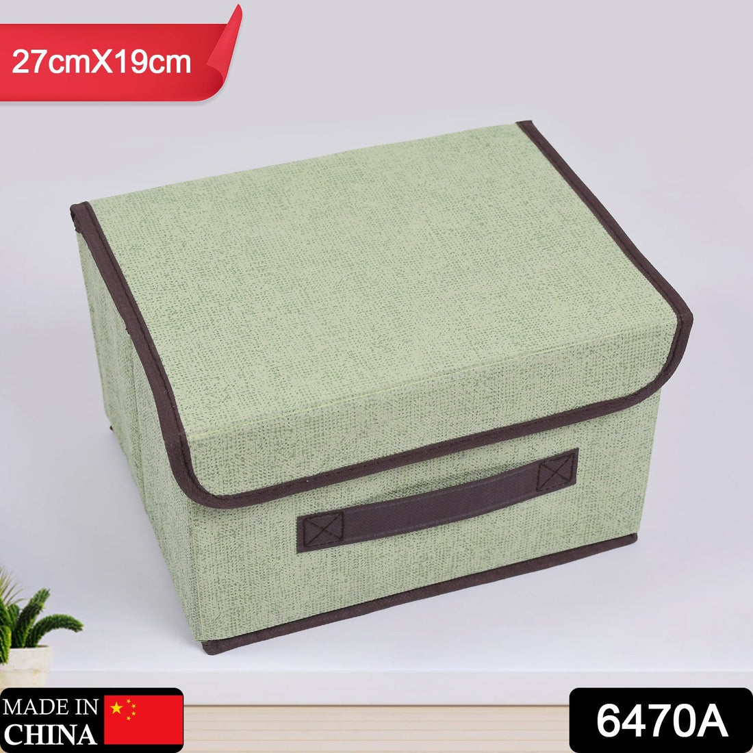 Foldable storage box with lid and handles