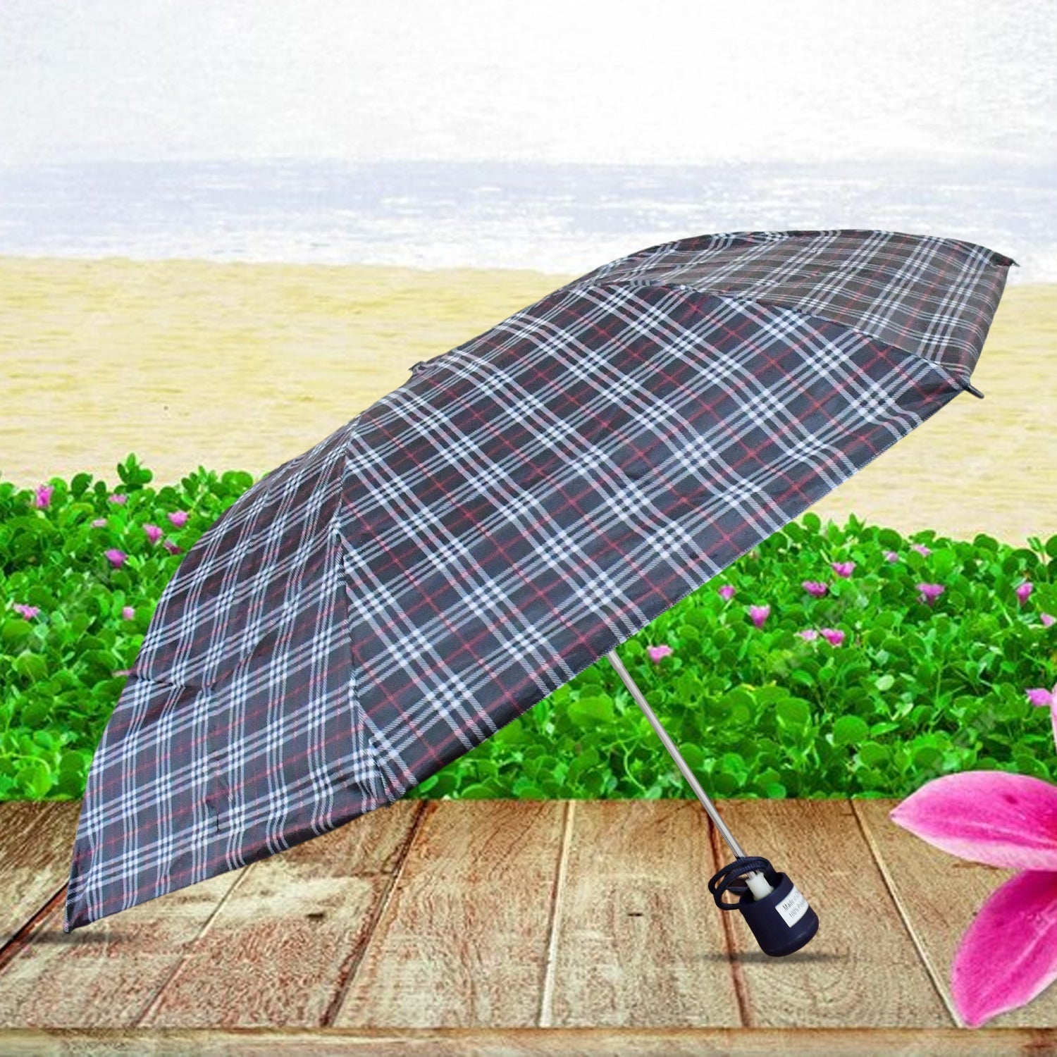3-Fold Sun & Rain Protective Solid Foldable Umbrella, (1 Pc) your brand