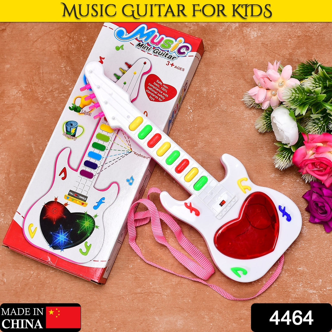 Mini guitar toy with lights for kids.