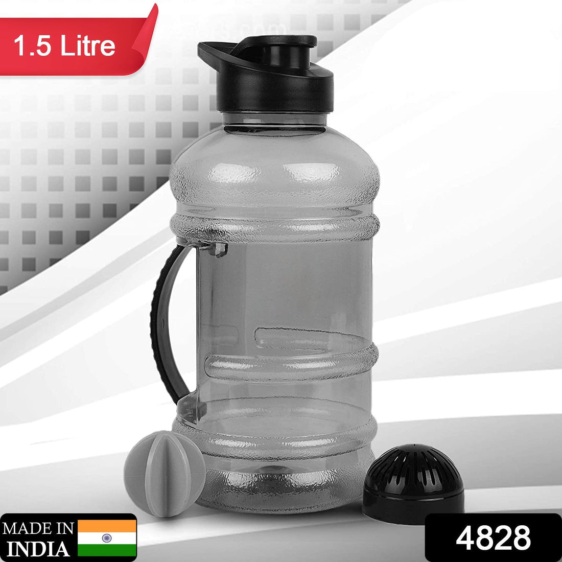 1.5-liter gym water bottle with mixer and strainer
