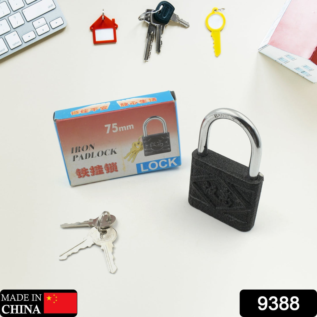 Iron Padlock, Brass Core and Thickened Spray Black Iron Door Lock for Home Dormitory, Waterproof Antirust Anti-theft Padlocks Outdoor Gate Shed Locks Warehouse Big Iron Door Drawer Lock (75mm) - Shopmania Wholesale